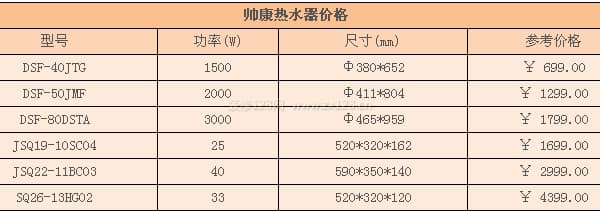 帅康热水器