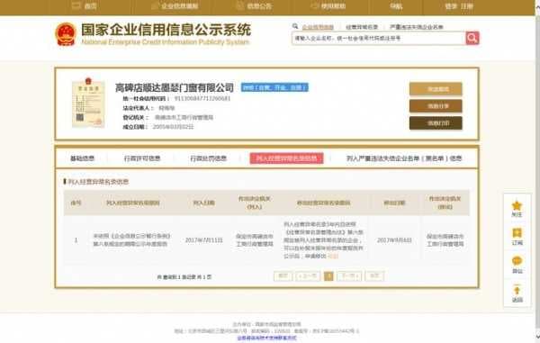 墨瑟门窗还好吗？曾被工商局列入经营异常名录