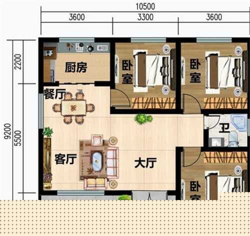 9×10米农村自建房平面图